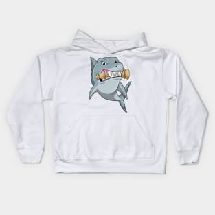 Shark at Chess with Chess piece King Kids Hoodie